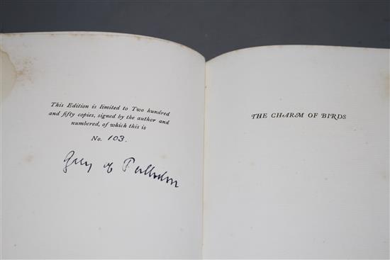 Grey, Edward, Viscount Grey of Fallodon - The Charm of Birds, one of 250, signed by the author, with 21 woodblock works by Robert Gibbi